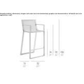 Aluminum stool with a high base, thermally lacquered, with armrests Piding