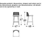 High garden stool made of aluminum, powder-coated, with footrest Ponca