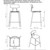 Polypropylene stool with backrest Limerle