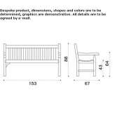 Wooden garden bench with armrests Peseux