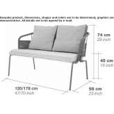 Steel garden bench with rope and backrest Esiroglu