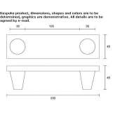 Concrete bench with integrated flowerpot Montaure