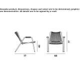 Powder-coated steel chair with rope and armrests Akdiken