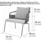 Steel garden armchair with rope and armrests Esiroglu