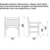 Teak garden armchair with armrests Peseux