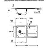 Single built-in stainless steel sink with drainer Rzepedz