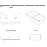 2-bowl suspended sink made of Carrara marble Baressa