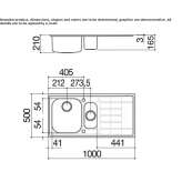 Built-in stainless steel sink with a capacity of 1 1/2 bowls and a drainer Reiden