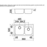 Built-in stainless steel sink with a capacity of 1 1/2 bowls Ermlitz