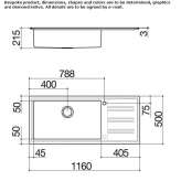 Built-in single stainless steel sink with drainer Prades