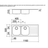 Built-in 2-bowl stainless steel sink with drainer Patrida