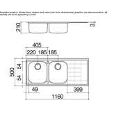 Built-in 2-bowl stainless steel sink with drainer Reiden