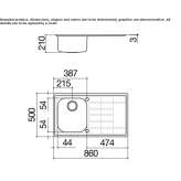 Single built-in stainless steel sink with drainer Reiden