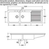 2-bowl built-in sink with drainer Perieni