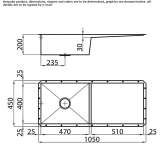 Suspended stainless steel sink with drainer Chaltyr