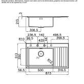 Semi-flush stainless steel sink with drainer Basiano