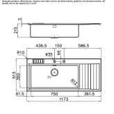 Semi-flush stainless steel sink with drainer Basiano