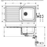 Built-in stainless steel sink with drainer Kennoway