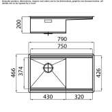 Single stainless steel undermount sink with drainer Kirovo