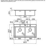 2-bowl stainless steel sink, partially flush Basiano