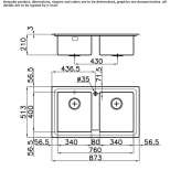 2-bowl stainless steel sink, partially flush Khebda