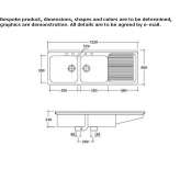 2-bowl built-in sink with drainer Perieni