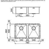 2-bowl stainless steel suspended sink Chaltyr