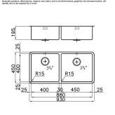 2-bowl stainless steel suspended sink Khebda