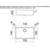 Single built-in stainless steel sink Tavo