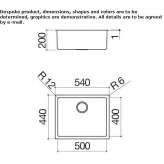 Single built-in stainless steel sink Tavo