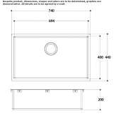 Single undermount stainless steel sink Aubignan