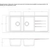 2-bowl built-in cubicle sink with drainer Mirebeau