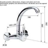 Two-hole wall-mounted kitchen faucet with swivel spout Condette