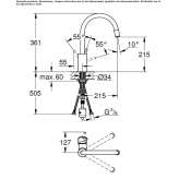 1-hole countertop kitchen faucet with a swivel spout Budingen