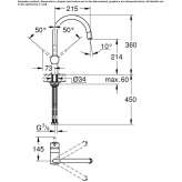 1-hole kitchen faucet with swivel spout Huazulco