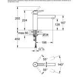 1-hole countertop kitchen faucet with a swivel spout Budingen