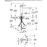 1-hole countertop kitchen faucet with a swivel spout Budingen