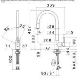 1-hole kitchen faucet with pull-out spout Sapioris