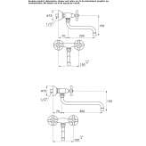 Two-hole, wall-mounted kitchen faucet with an aerator Okemos