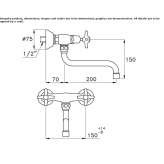 Two-hole, wall-mounted kitchen faucet with an aerator Elsdorf