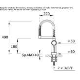 1-hole kitchen faucet with pull-out spout Redessan