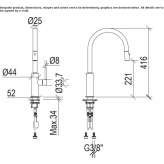 Stainless steel kitchen faucet with single handle and pull-out spout Suncook