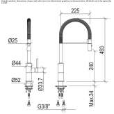 Stainless steel kitchen faucet with single handle and pull-out spout Suncook