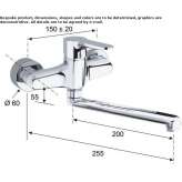 Wall-mounted kitchen faucet with swivel spout Loury