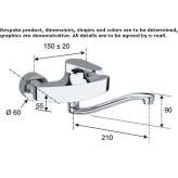 Wall-mounted kitchen faucet with swivel spout Pisco