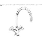 1-hole countertop kitchen faucet with a swivel spout Leves