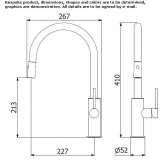 Countertop kitchen faucet made of steel with a pull-out spout Gueepsa