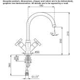 Brass kitchen faucet on the countertop, 1-hole Ornica