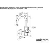 Kitchen faucet made of chrome-plated brass on a countertop with an aerator Paime