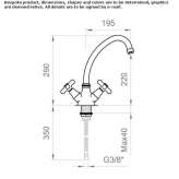 Kitchen faucet with a swivel spout and single rosettes Gualchos